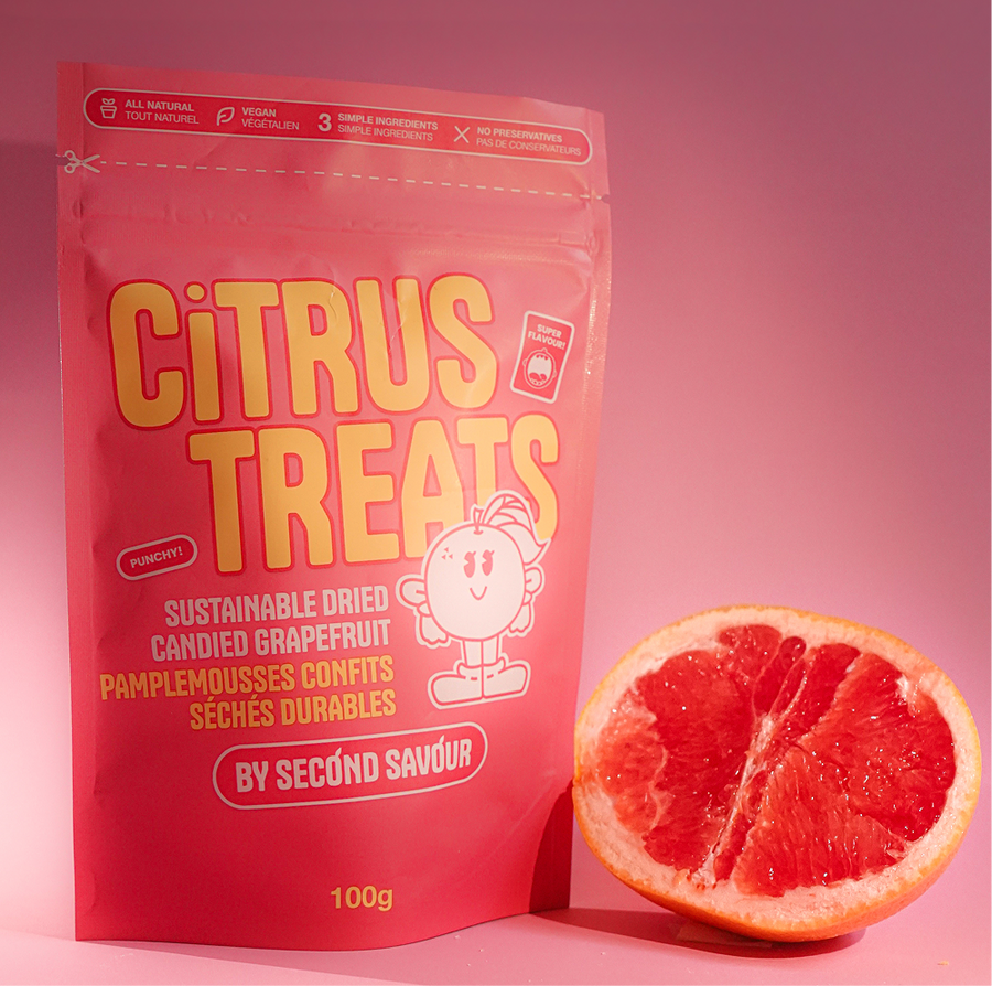 Candied grapefruit peel candy bag — Second Savour bittersweet citrus snack made in BC